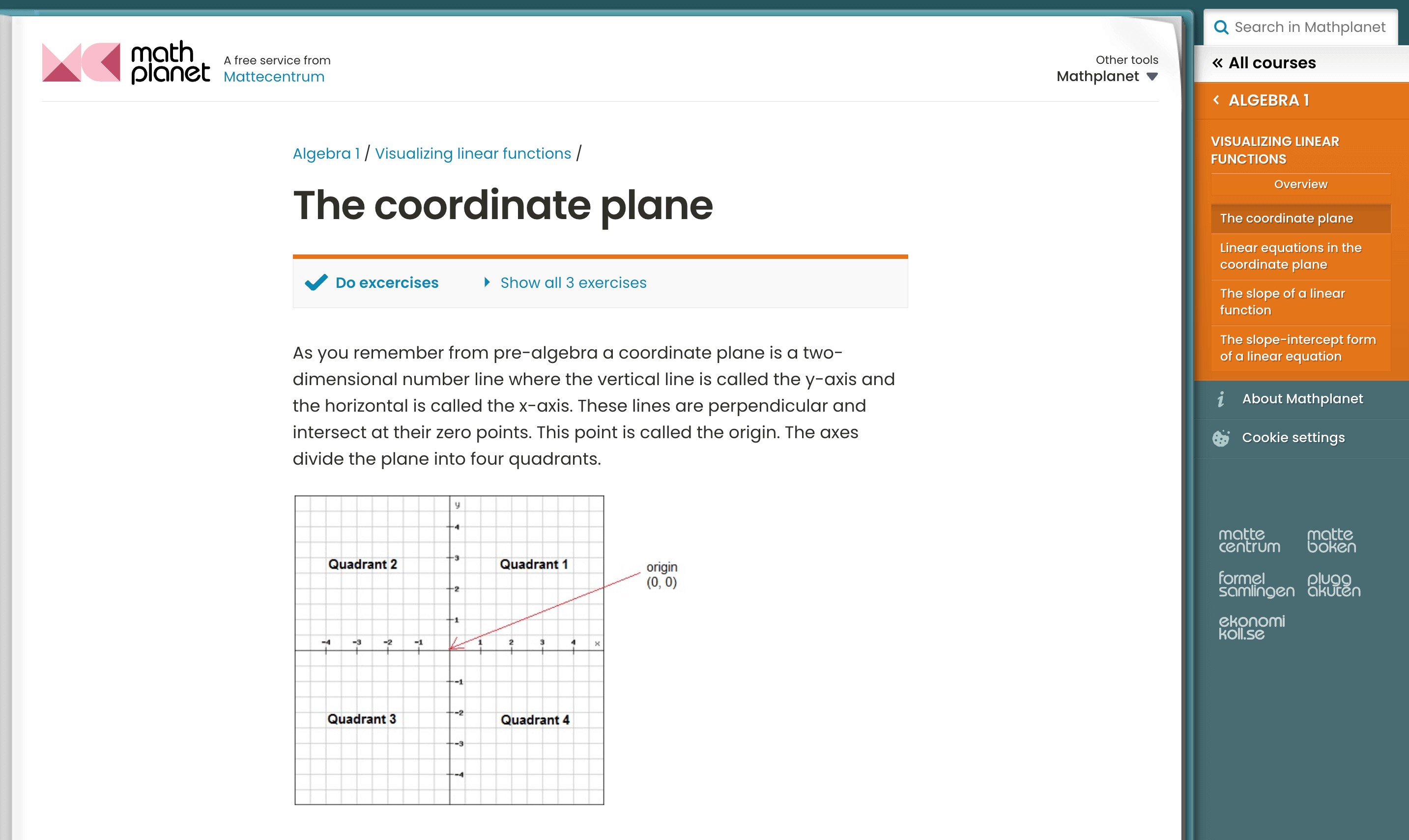 Math Planet homepage: Math example