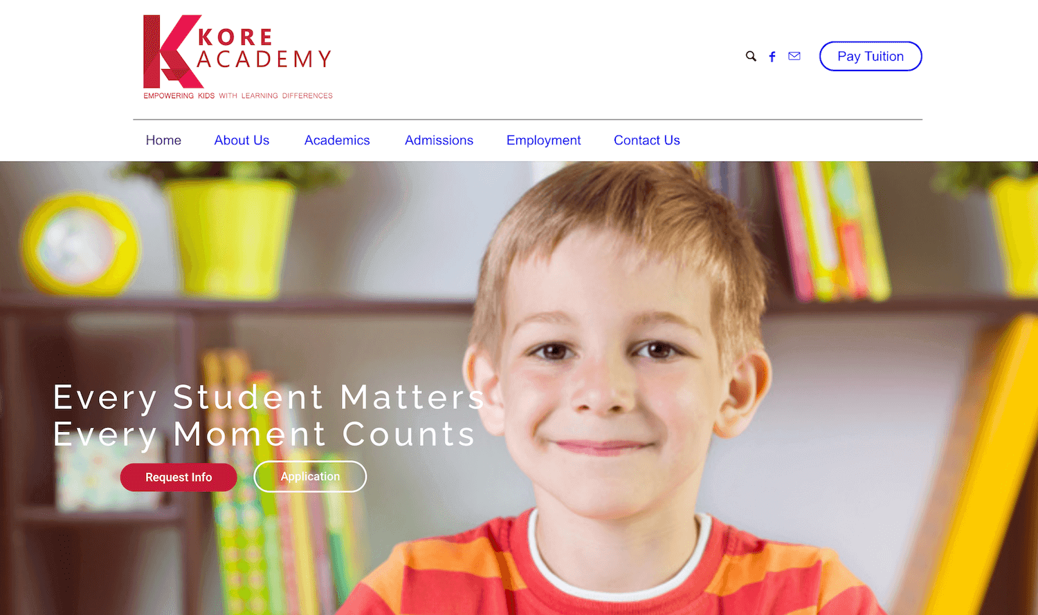 KORE Academy homepage