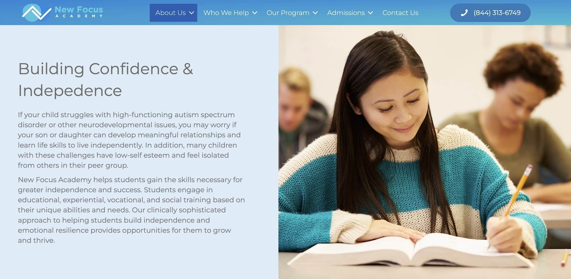 New Focus Academy homepage