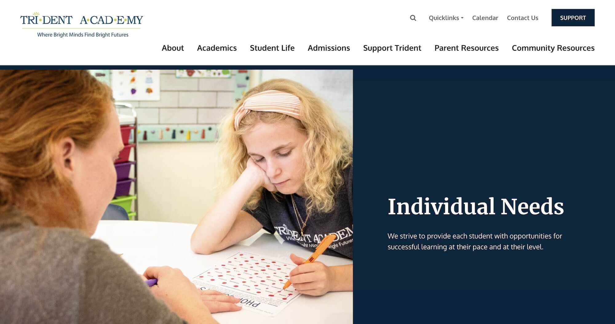 Trident Academy homepage