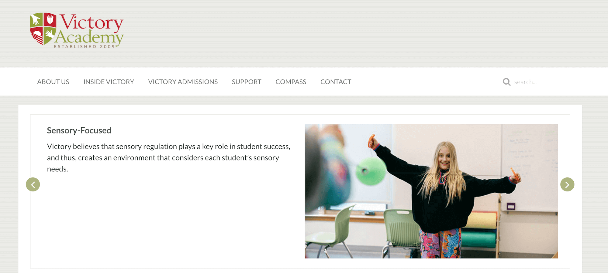 Victory Academy homepage