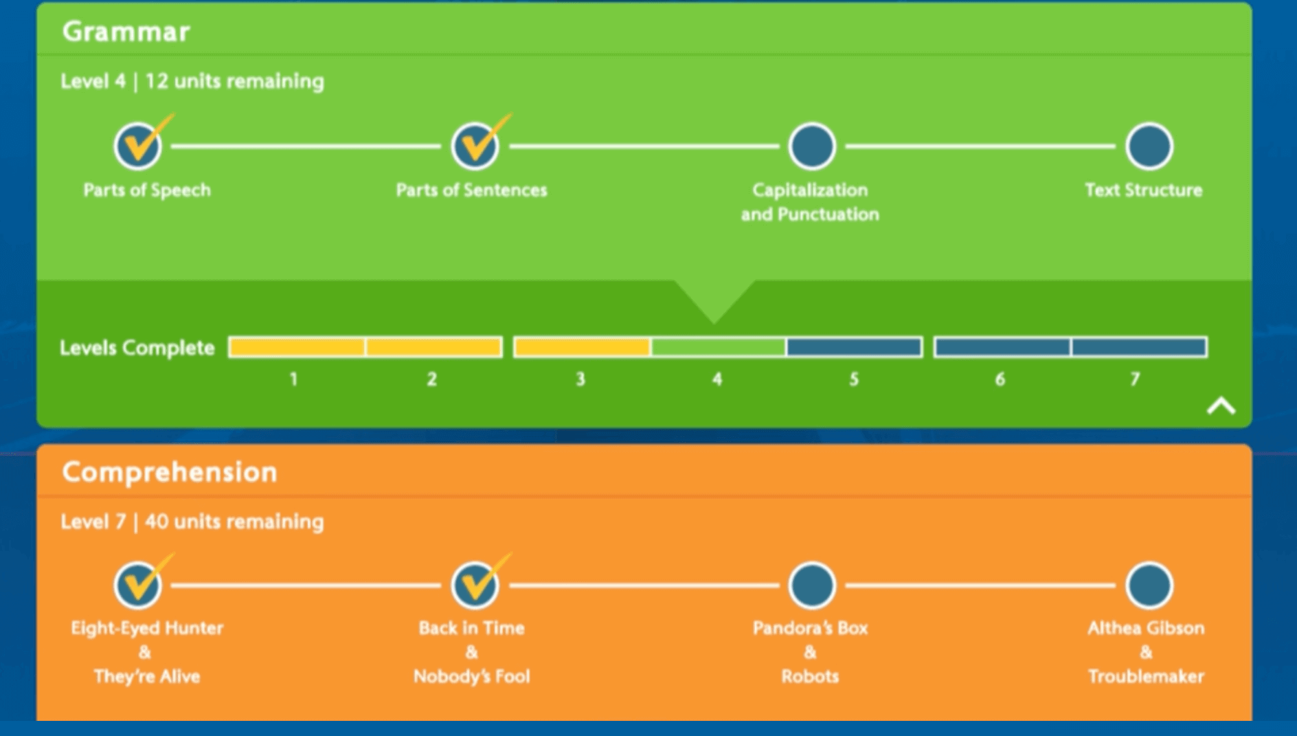 Lexia PowerUp Literacy Software: Grammar and Comprehension example