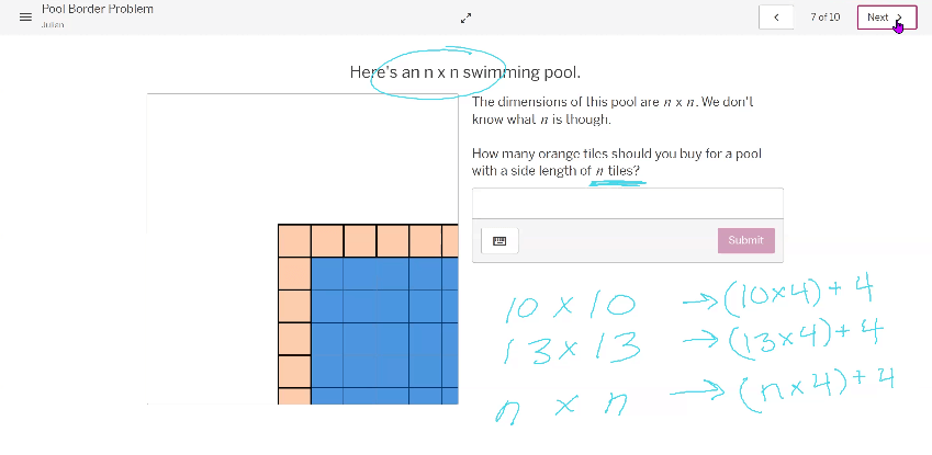 Pool Border Problem: Here's an n x n swimming pool