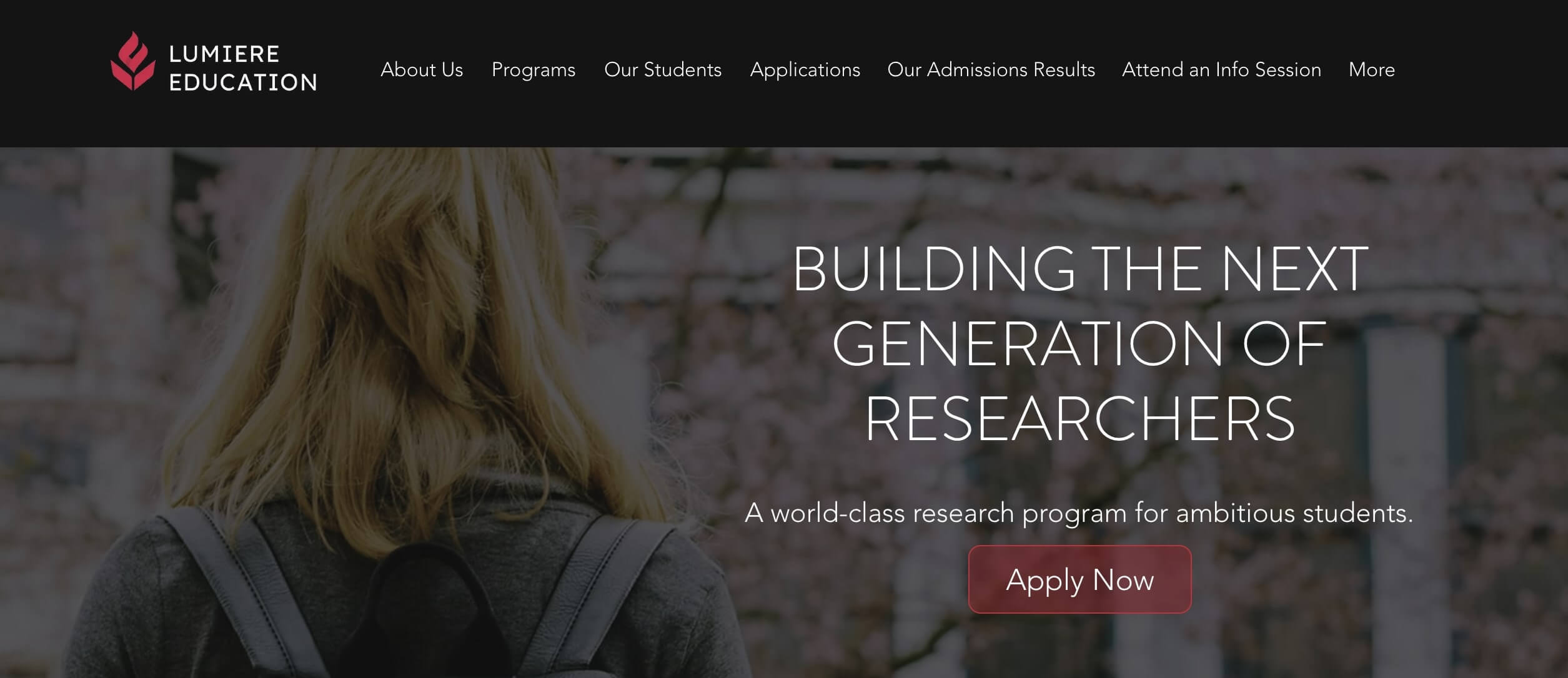 Lumiere Education homepage: Research Scholar Program