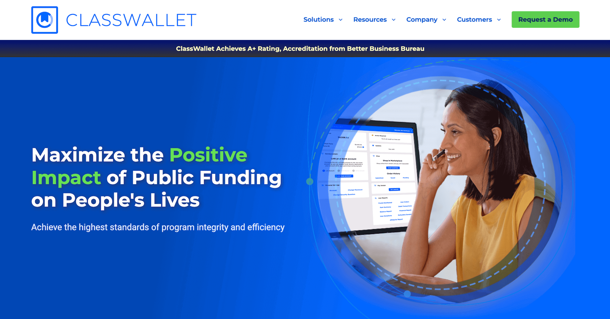 ClassWallet homepage: Maximize the Positive Impact of Public Funding on People's Lives