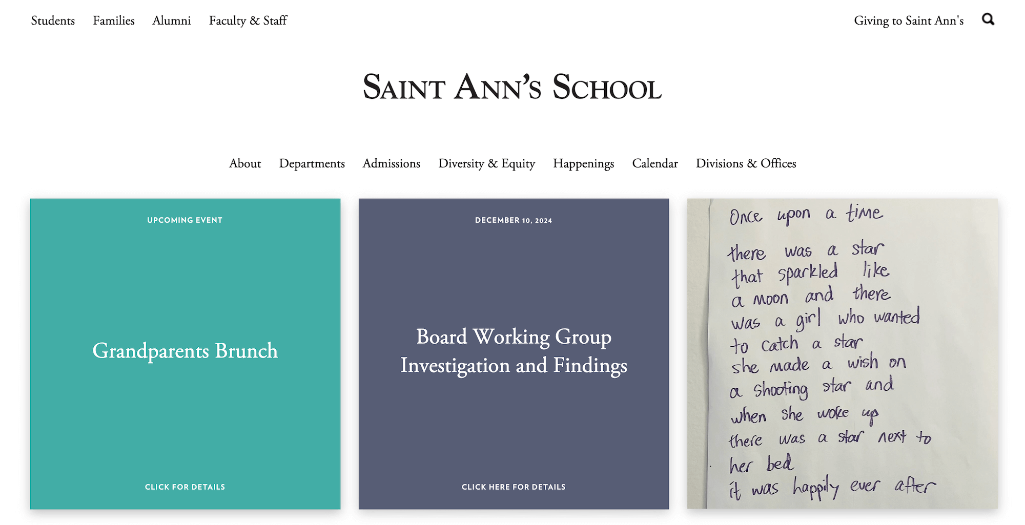 Saint Ann's School homepage