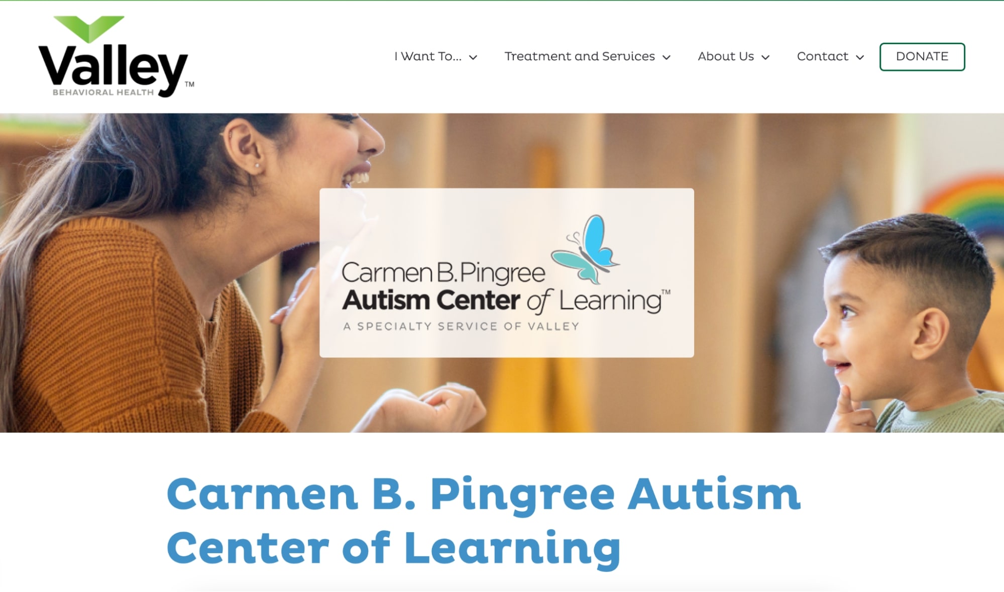 Carmen B. Pingree Autism Center of Learning homepage: A Specialty Service of Valley