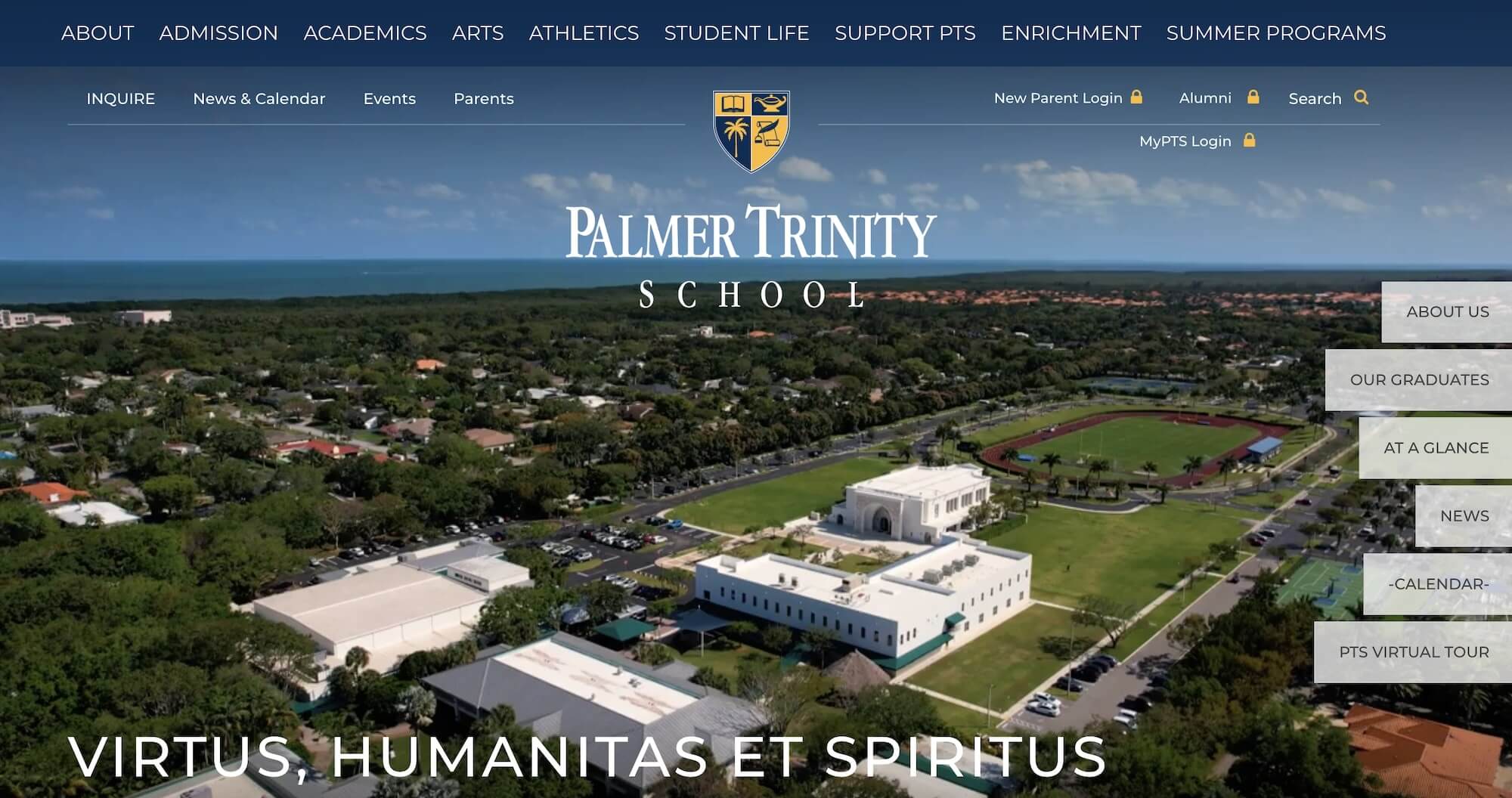 Palmer Trinity School homepage: Virtus, Humanitas et Spiritus