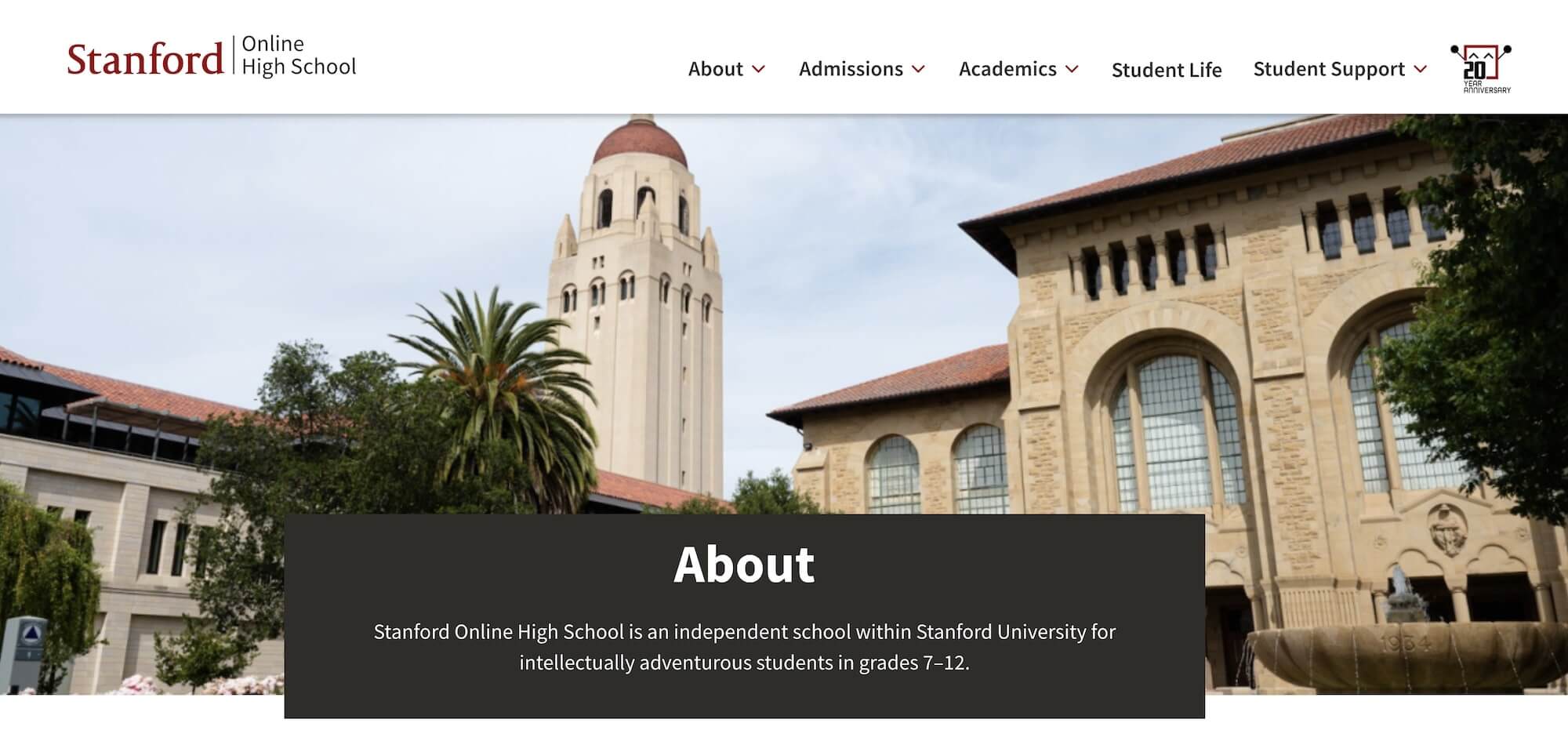 Stanford Online High School homepage: Independent school within Stanford University