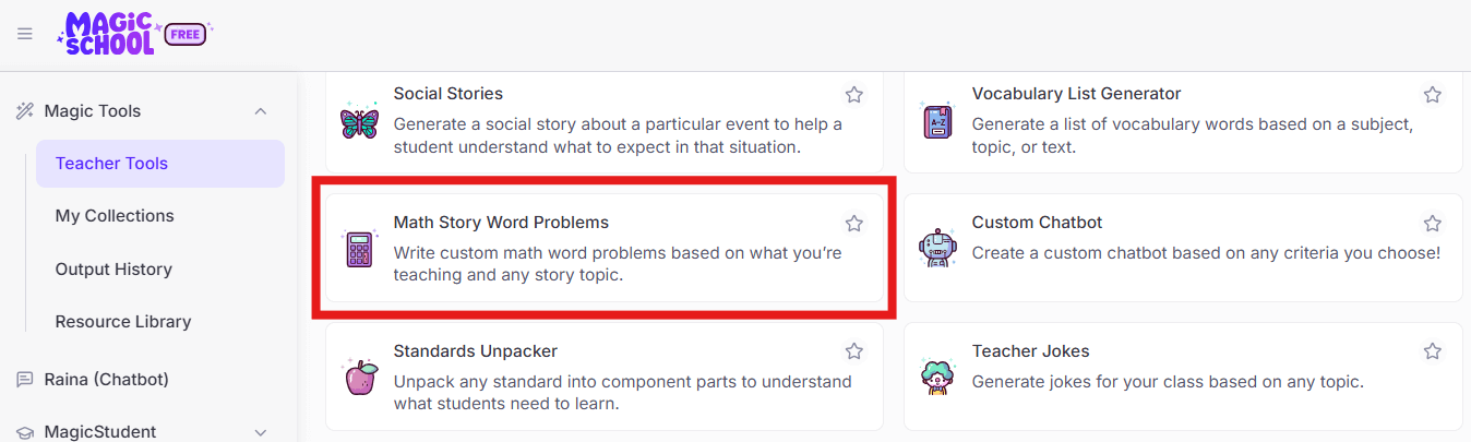 Magic School: Teacher Tools - Math Story Word Problems