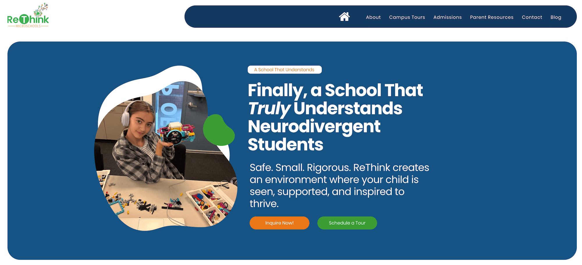 ReThink Microschools homepage: Finally, a school that truly understands neurodivergent students