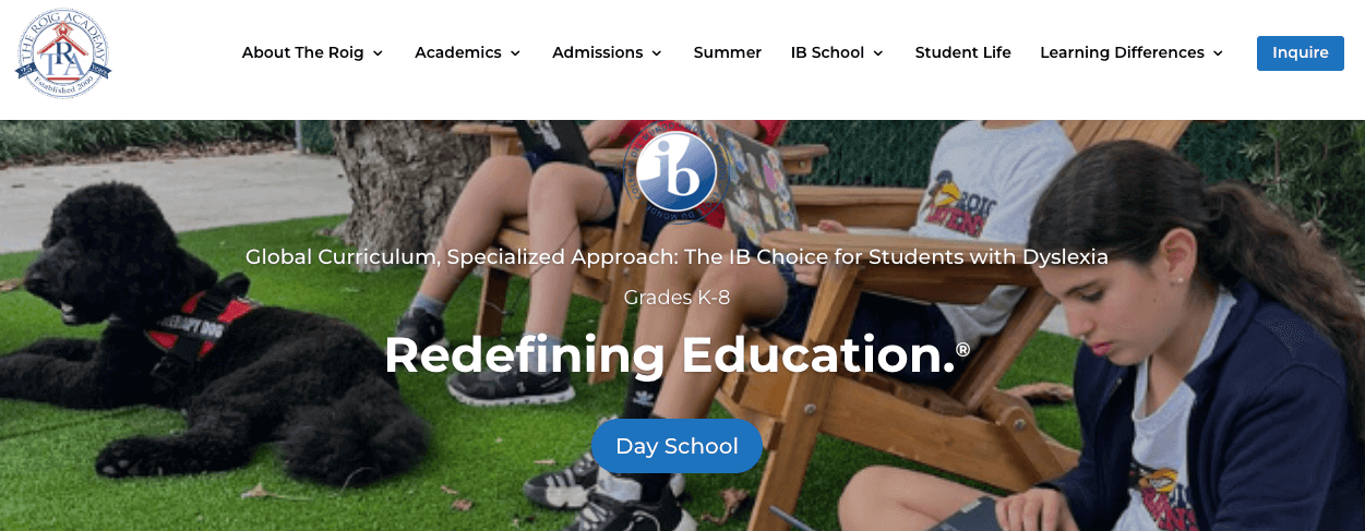 The ROIG Academy homepage: Redefining Education