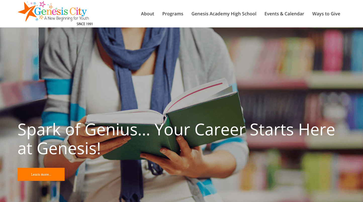 Genesis City Academy homepage: A New Beginning for Youth