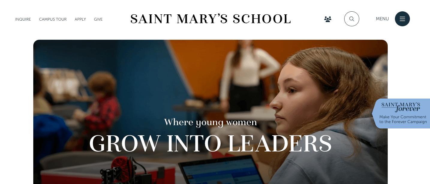 Saint Mary's School homepage: Grow Into Leaders