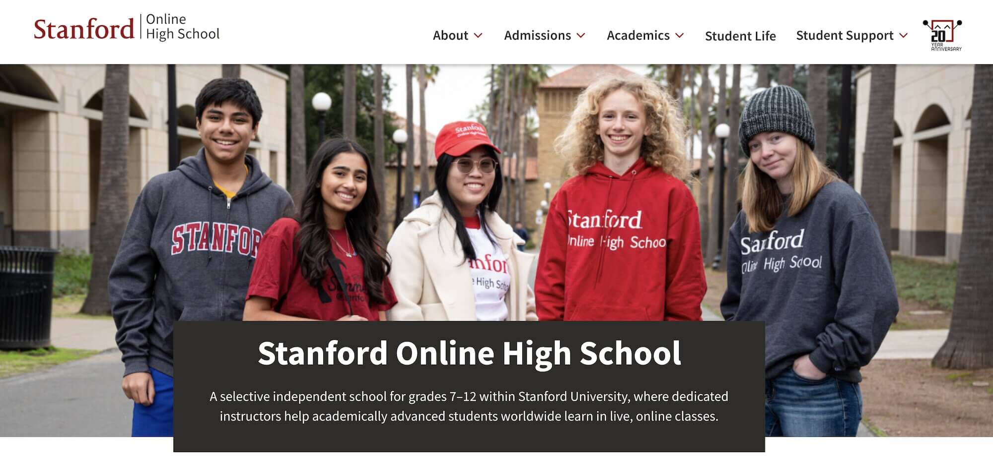 Stanford Online High School homepage: Independent school within Stanford University