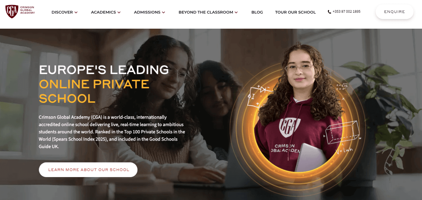 Crimson Global Academy homepage: Europe's Leading Online Private School