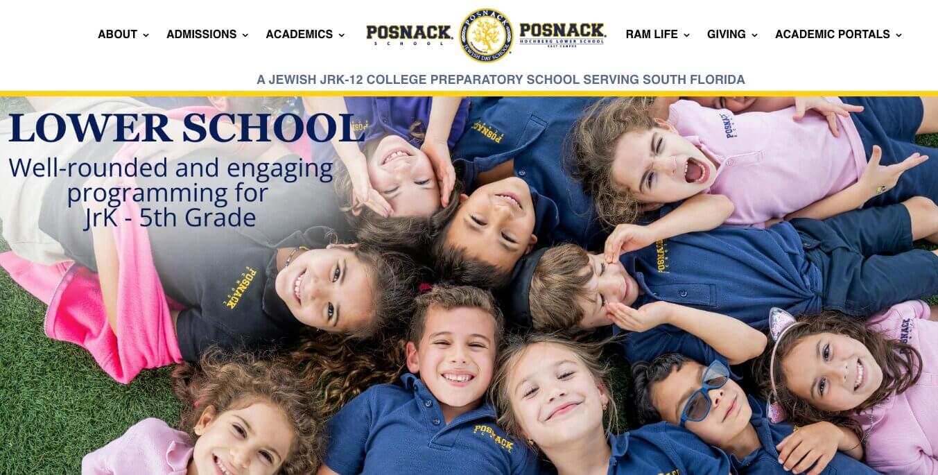 Posnack School homepage: Well-rounded and engaging programming