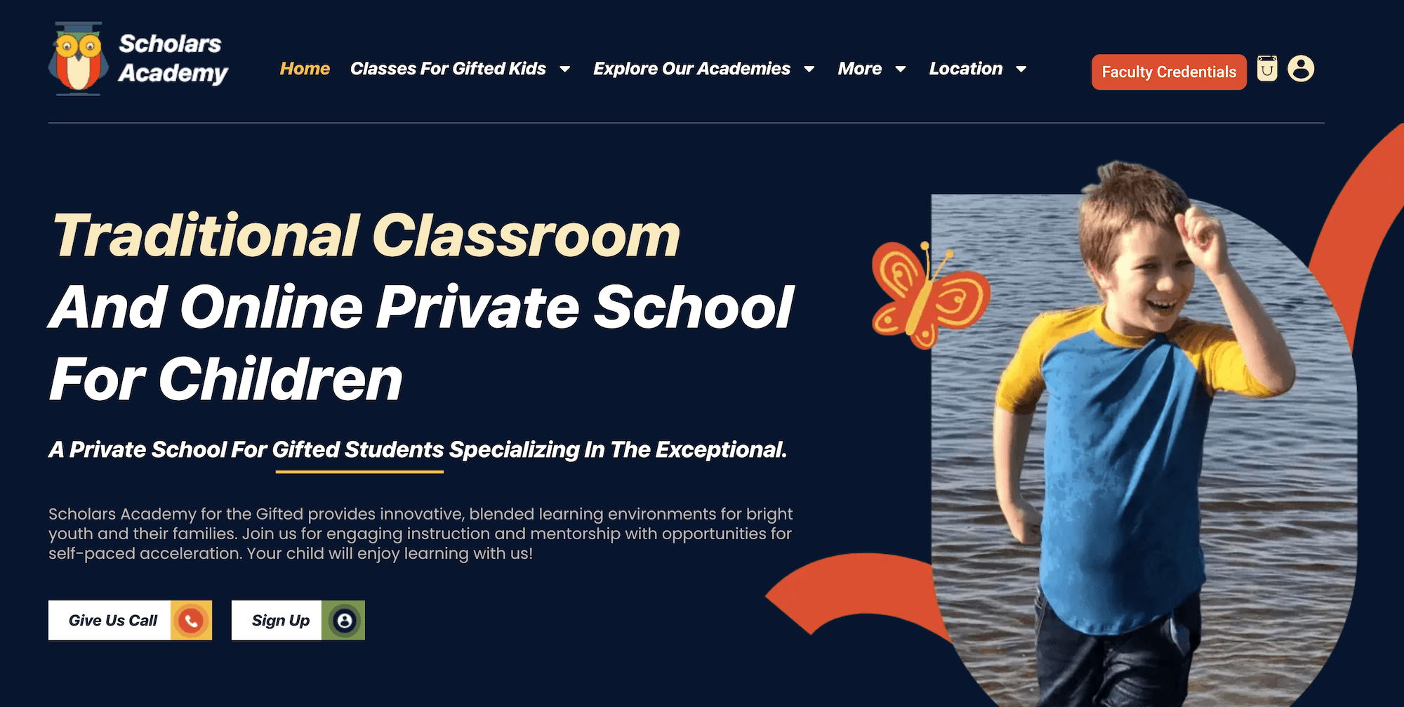 Scholars Academy for the Gifted homepage: Traditional Classroom and Online Private School for Children