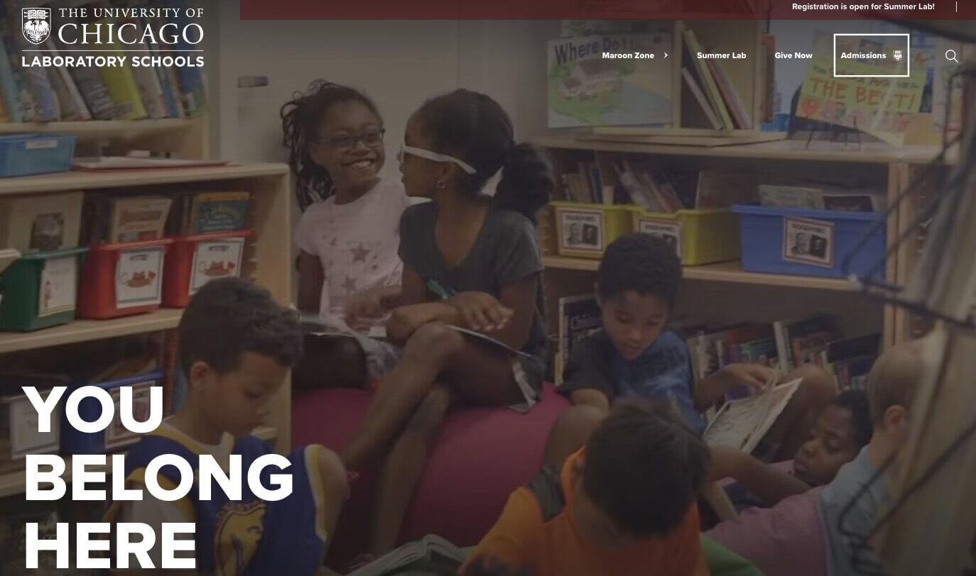 The University of Chicago Laboratory Schools homepage: You Belong Here
