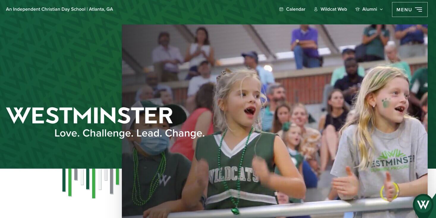 Westminster Schools homepage: Love. Challenge. Lead. Change.
