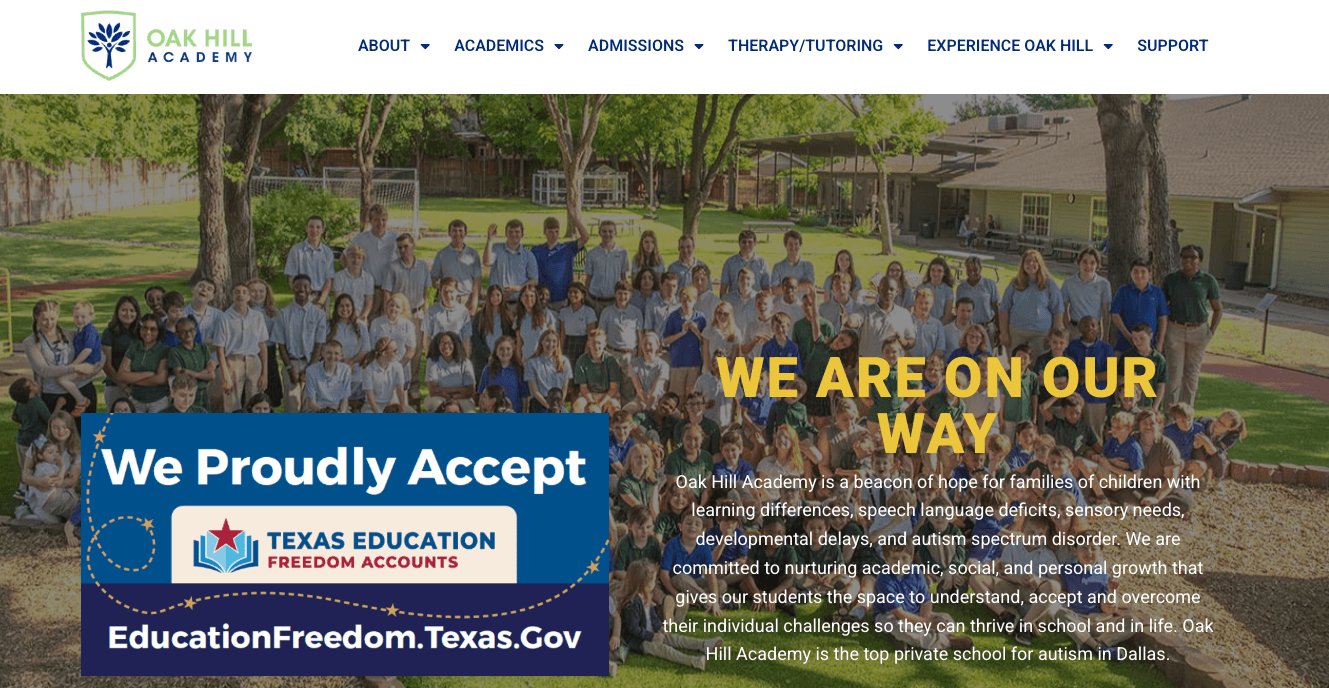 Oak Hill Academy homepage