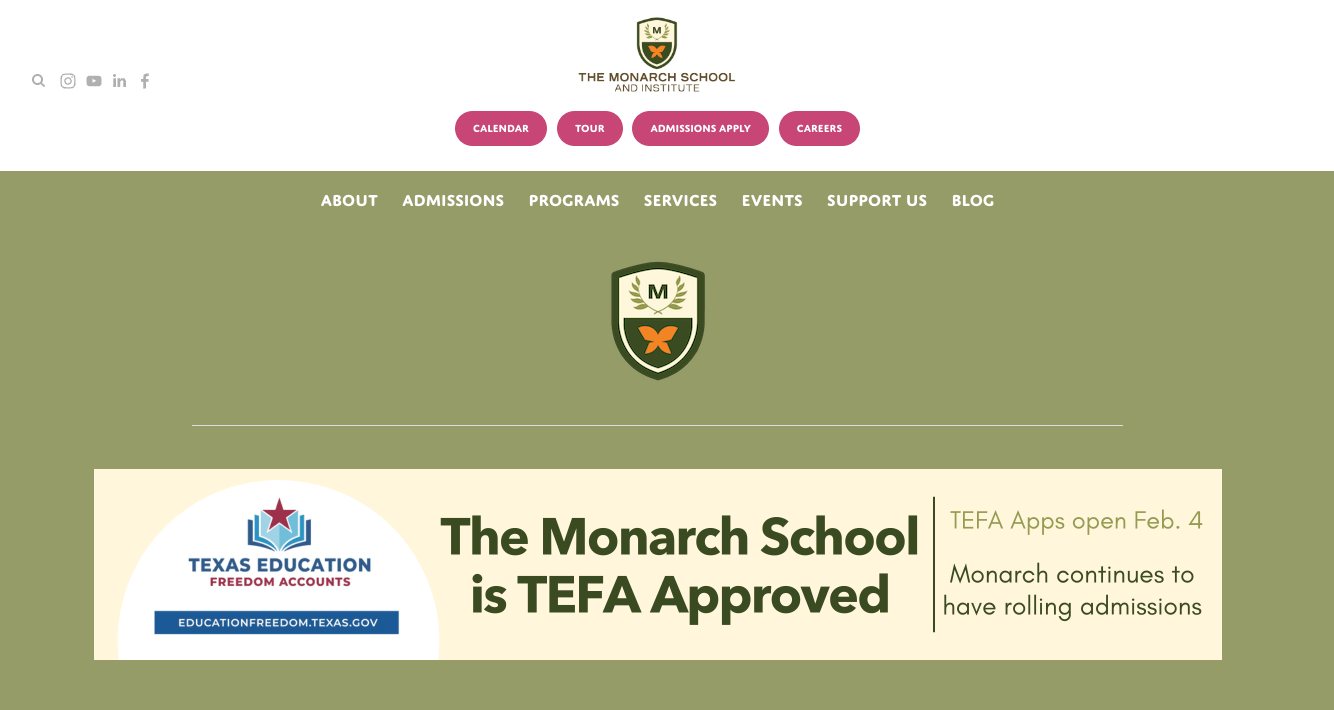 The Monarch School and Institute homepage