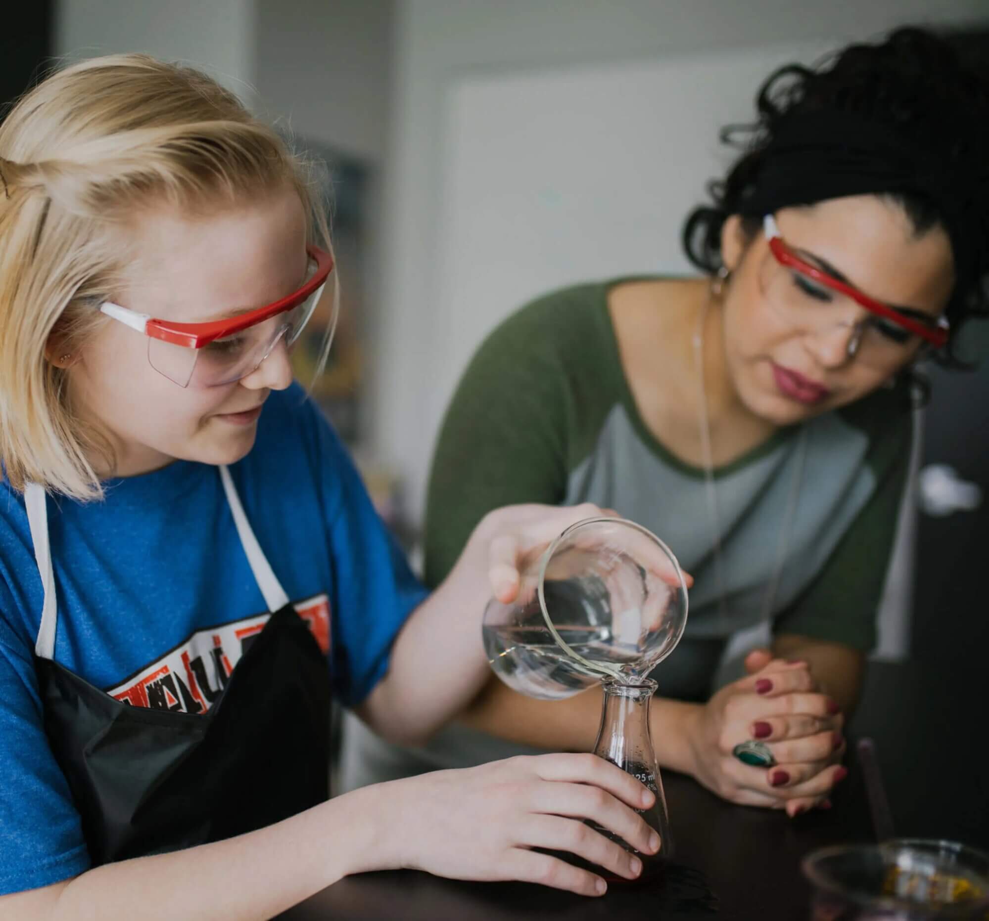 Two students working in the science lab