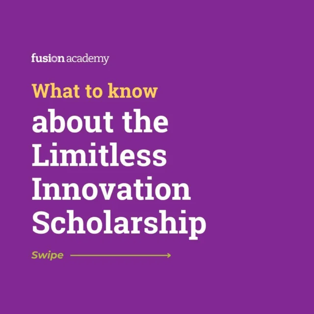 IT'S HERE! The Limitless Innovation Scholarship is now available to current 10th-12th grade Fusion students.
 
Quick facts:

✅ $35k in scholarships available
✅ Open now through 1/31/25
✅ 5 prompts to choose from
✅ Check the Neighborhood for more information!

Questions?! Ask in the comments! We can't wait to see your innovative ideas 💜
 
#fusionacademy #learndifferently #education #scholarshipopportunity