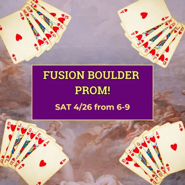 Fusion Boulder Prom is coming up this Saturday! 💃 Our awesome kiddos have selected Renaissance Casino as the theme. 🃏

Get ready for an amazing night of fun and games!