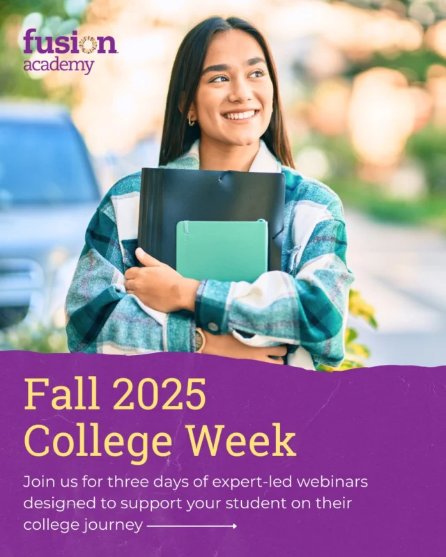 Thinking about college for your neurodiverse student? Join us for College Week at Fusion—three evenings of expert insights, practical strategies, and real stories from Fusion alumni.

🎓 What you’ll learn:
✅ How to help your child transition from high school accommodations (IEP/504) to college self-advocacy
✅ Which universities offer strong support programs for neurodiverse learners 
✅ Firsthand experiences from Fusion grads on what college is really like

📅 October 7–9 | 7:30pm ET / 4:30pm PT
Can’t make it live? Register anyway and get the recordings delivered to your inbox.

👉 Comment COLLEGE WEEK for the registration link!

#fusionacademy #education #learndifferently #neurodivergent #collegeweek