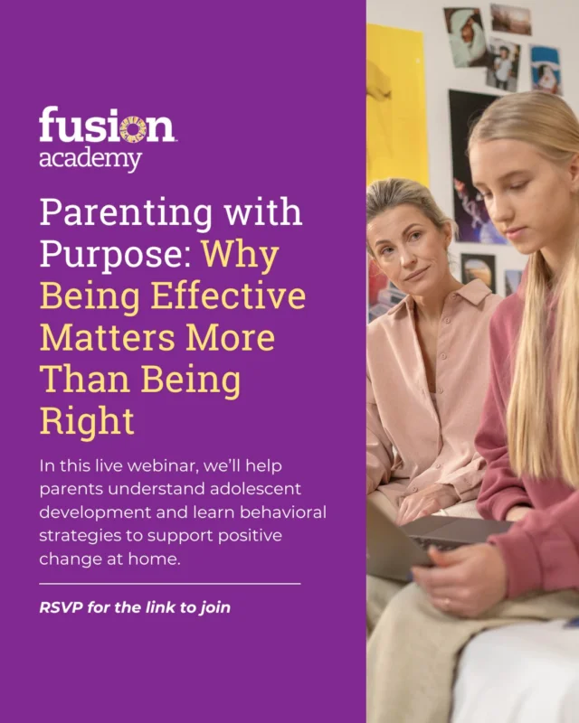 Parenting teens can come with big emotions—but it doesn’t have to damage the relationship. 

In this webinar, parents will learn how adolescent development impacts behavior and how to use practical strategies to set limits, build trust, and improve communication at home through real-life examples.

🎤 Featuring: Christina Morrissey, Licensed clinical social worker at the Mood Disorders Center at @childmindinstitute.

Christina has extensive experience working with children, teens, and families, specializing in mood and anxiety disorders, trauma-related conditions, and disruptive behaviors.

💻 Thursday, Nov. 6 @ 6 PM PT

Take a step toward positive change. RSVP at the link in our bio!

#fusionacademy #teenmentalhealth #adolescentdevelopment #parenting