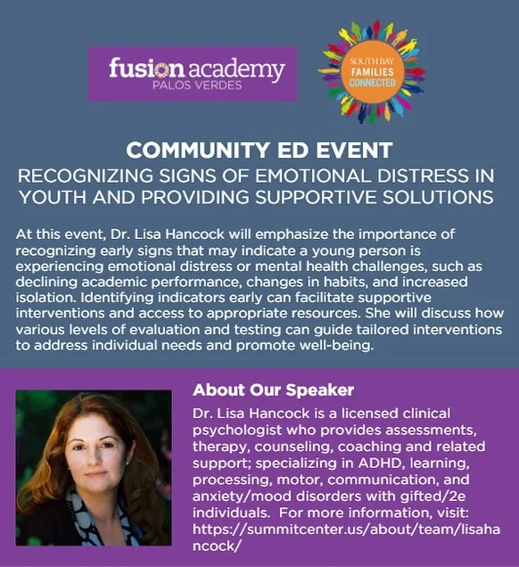 Join us for the free workshop on Friday, November 14 at 11am. Register link in bio for in person or virtual attendance. #teenanxiety #mentalhealth #wellbeing @southbayfamiliesconnected