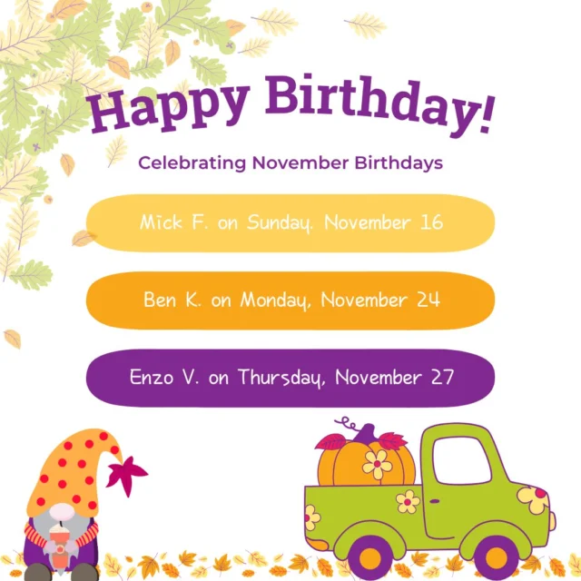 🍂 Happy November, Fusion Fam! 🍂
We’re so excited to kick off a brand-new month full of learning, laughter, and campus fun! This November, we’re celebrating three awesome birthdays — 🎉 Mick, Ben, and Enzo! 🎉
Wishing these amazing students a fantastic year ahead full of good vibes, great memories, and all the cake they can eat! 🎂💛
Let’s make it a wonderful November, Fusion SB!

#FusionSantaBarbara #FusionAcademy #HappyNovember #StudentBirthdays #FusionFamily #SantaBarbaraStudents #CampusLife #CelebrateTogether
