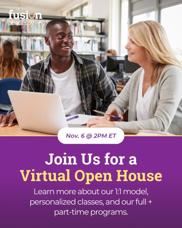 Have a feeling that your child’s current school isn’t the right fit? You’re not alone.

👉 Comment OPEN HOUSE below and we’ll send you the link. Or check the link in our bio!

Fusion Academy does things differently—with classes built 100% around the student.

Find out how at our Virtual Open House on Thursday, November 6 @ 2 PM ET.

Can’t make it live? Don’t worry. By signing up you’ll get the recording to view at a time that works for you!

#fusionacademy #learndifferently #education