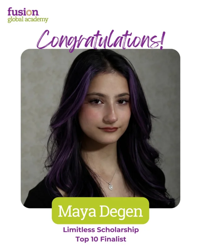 Big ideas start with bold thinkers 💡

We are so excited to recognize FGA student Maya Degen, who has been named a Top 10 Finalist for Fusion’s Limitless Innovation Scholarship, recognizing her creativity and forward-thinking vision.

Visit the link in our bio to learn more!  #LimitlessInnovation #FGAPride #StudentSpotlight